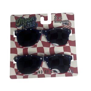 Moon Cake 2 Pack Patriotic Sunglasses USA Stars Stripes Red Blue OS New